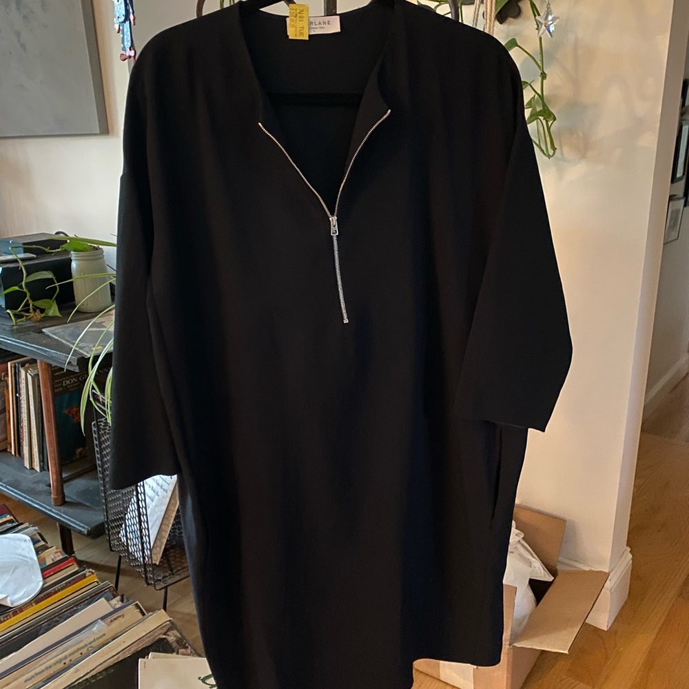 Everlane 3/4 zip loose fit dress black size 8